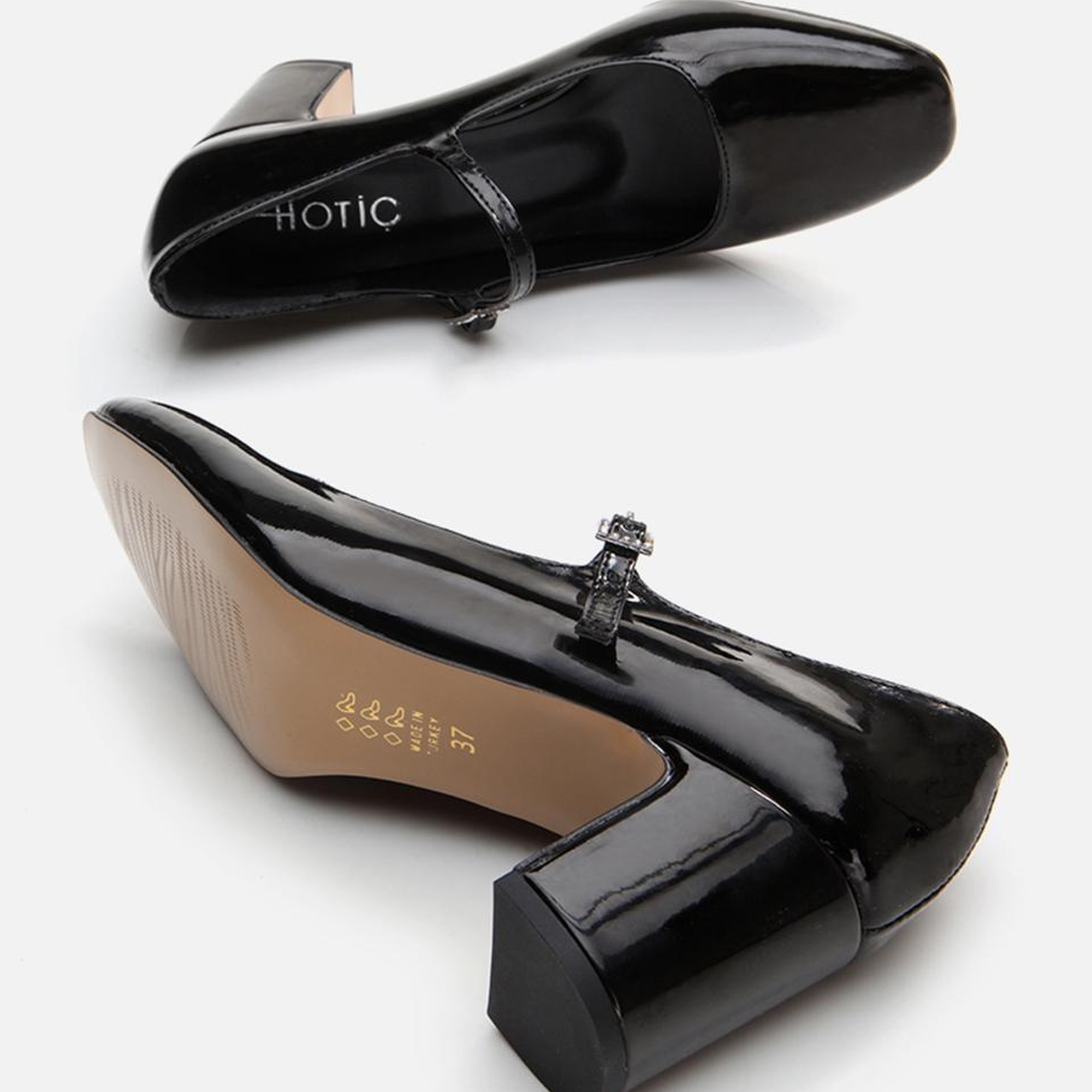 Kadın Mary Jane Siyah Kalın Topuklu Ayakkabı