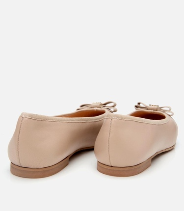  Kadın Deri Bej Esnek Tabanlı Rahat Tokalı Babet