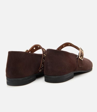  Kadın Deri Kahverengi Mary Jane Kemerli Babet