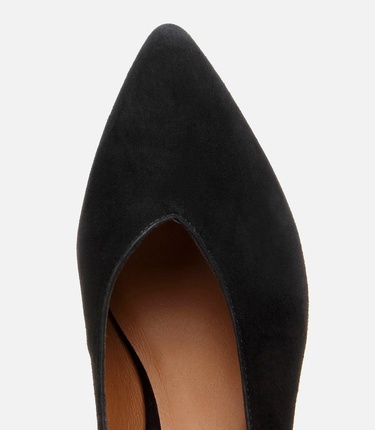  Kadın Süet Deri Siyah Kalın Topuklu Ayakkabı