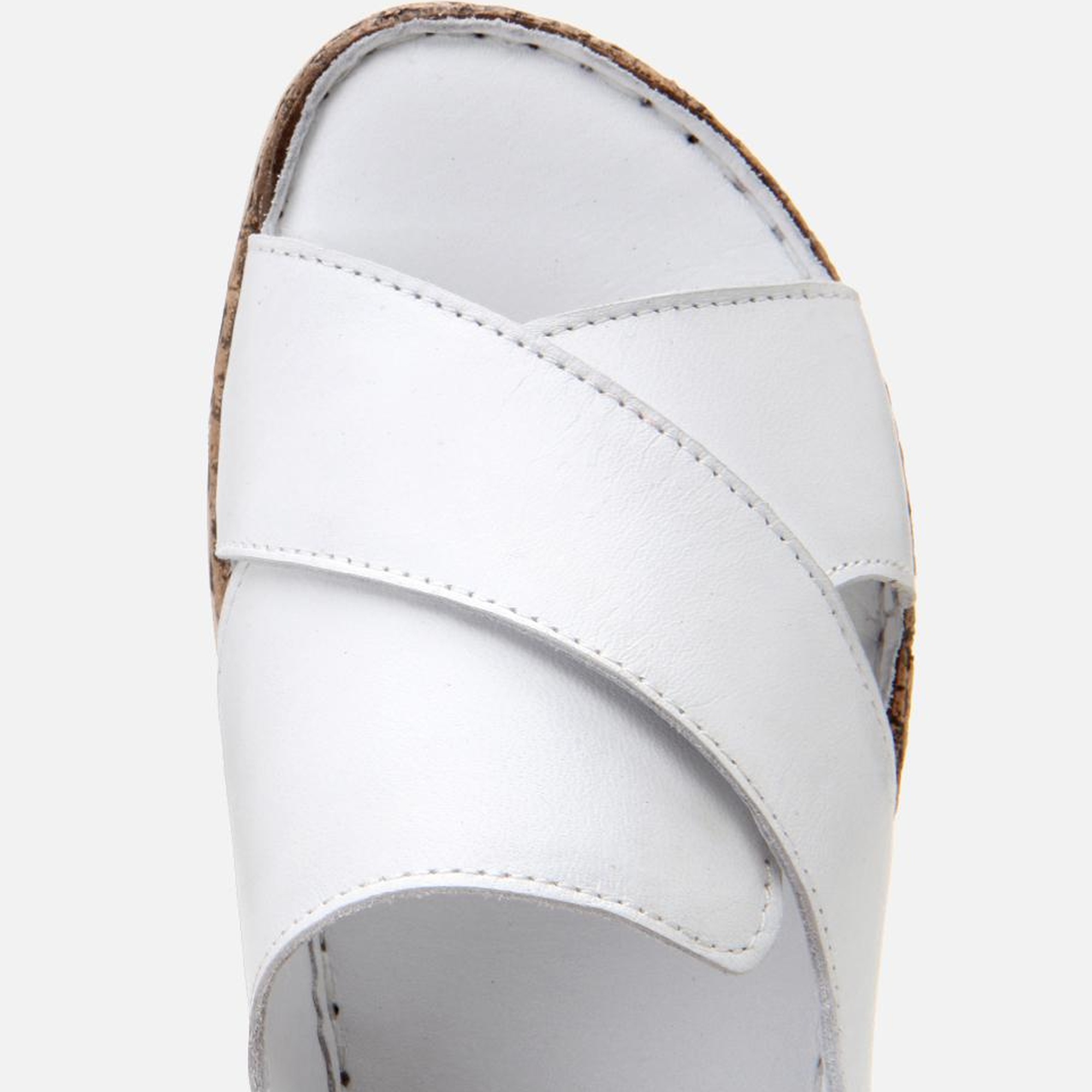 Kadın Deri Beyaz Ayarlanabilir Comfort Sandalet