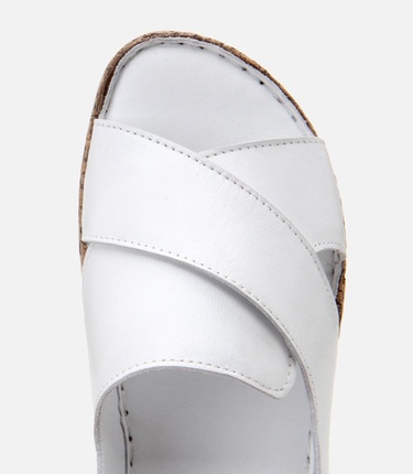  Kadın Deri Beyaz Ayarlanabilir Comfort Sandalet