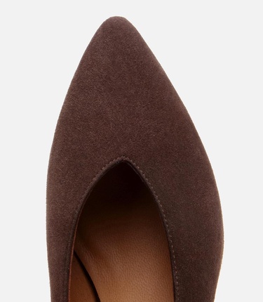  Kadın Süet Deri Kahverengi Kalın Topuklu Ayakkabı