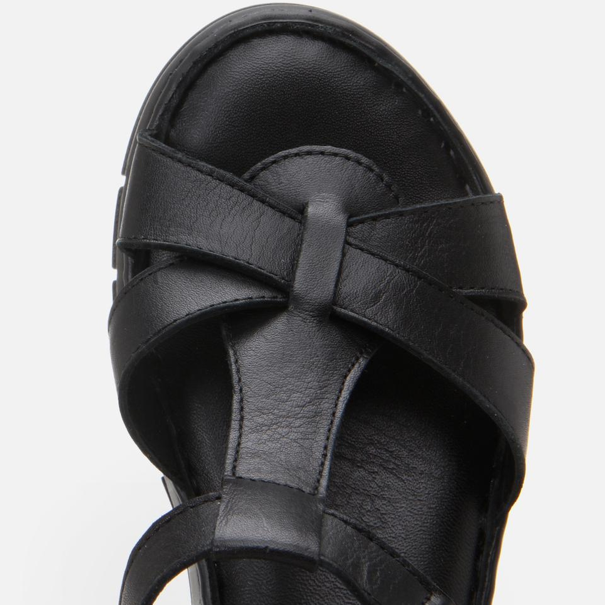 Kadın Deri Siyah Ayarlanabilir Comfort Sandalet