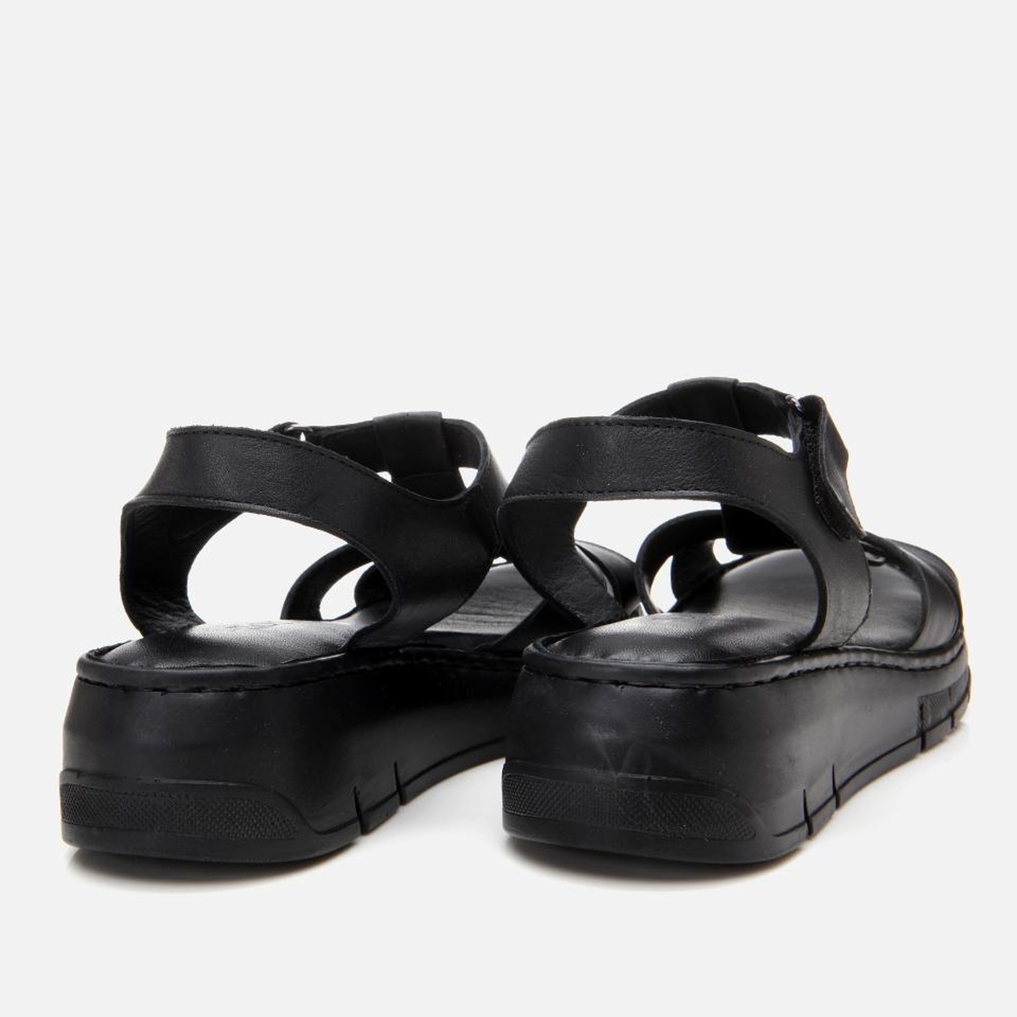 Kadın Deri Siyah Ayarlanabilir Comfort Sandalet