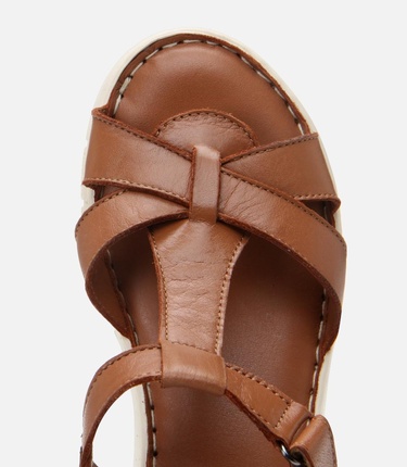  Kadın Deri Taba Ayarlanabilir Comfort Sandalet