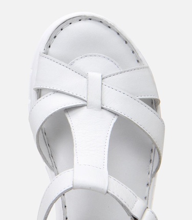  Kadın Deri Beyaz Ayarlanabilir Comfort Sandalet