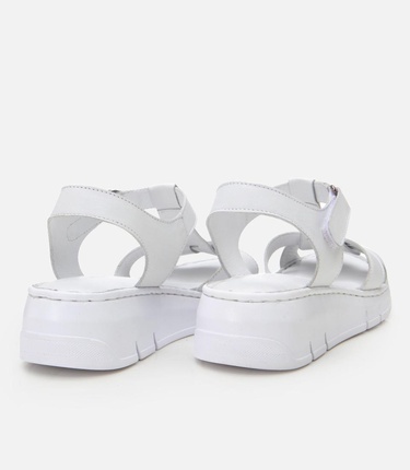  Kadın Deri Beyaz Ayarlanabilir Comfort Sandalet