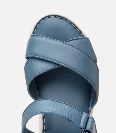  Kadın Deri Mavi Ayarlanabilir Comfort Sandalet