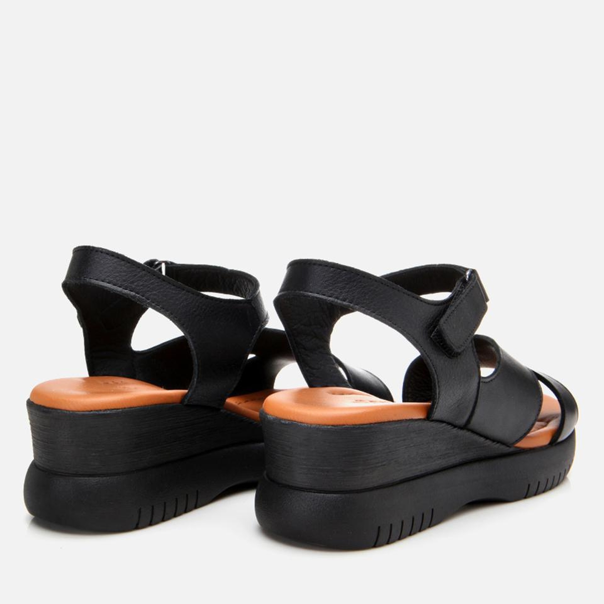 Kadın Deri Siyah Dolgu Topuklu Sandalet