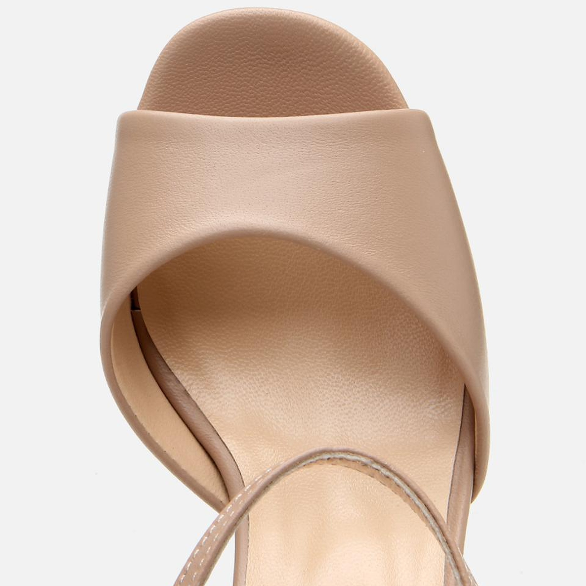 Kadın Deri Bej Kalın Topuklu Sandalet