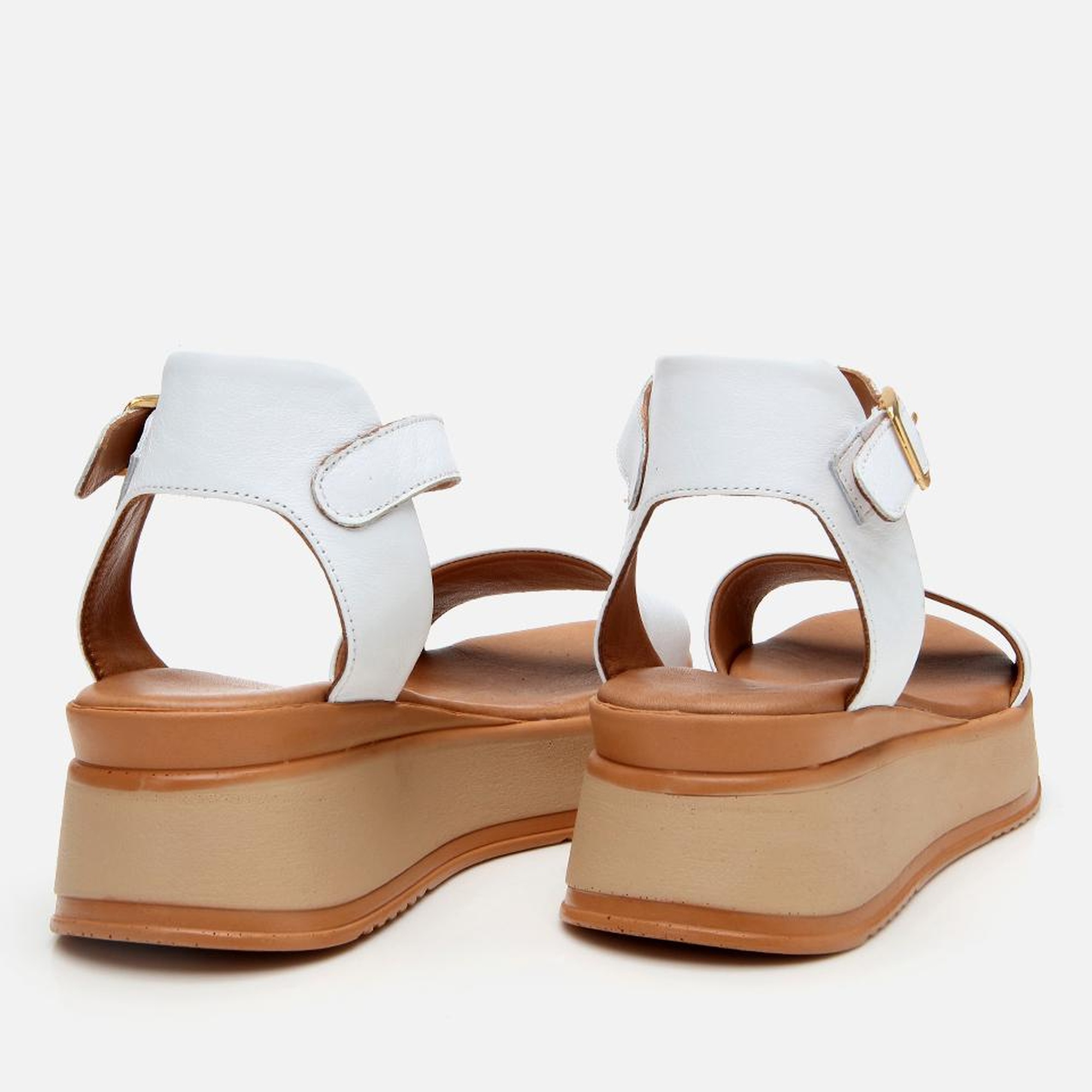 Kadın Deri Beyaz Dolgu Topuklu Sandalet