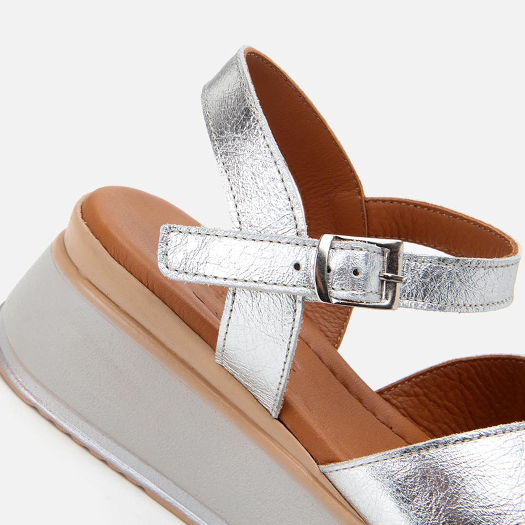 Kadın Deri Lame Dolgu Topuklu Sandalet