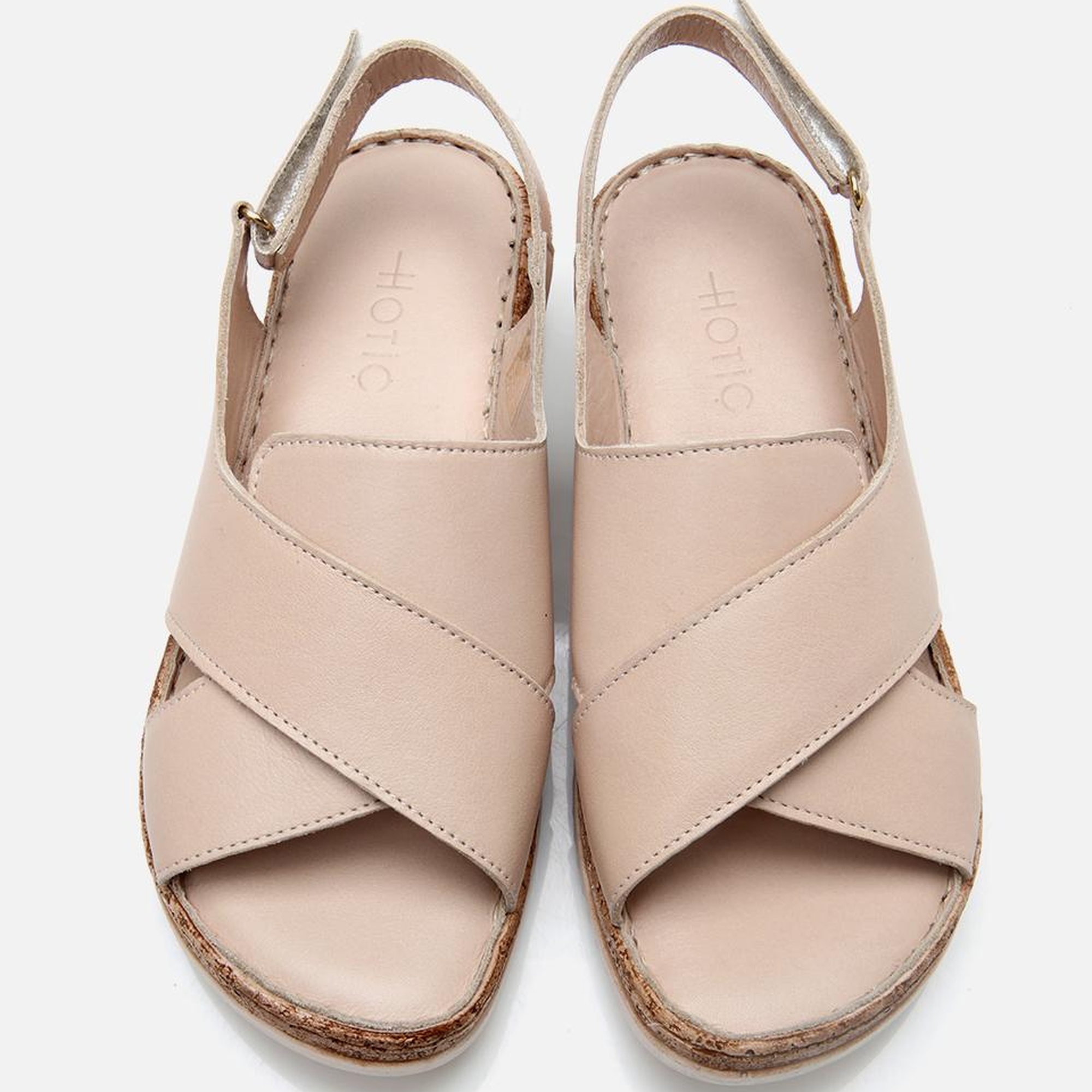 Kadın Deri Bej Ayarlanabilir Comfort Sandalet