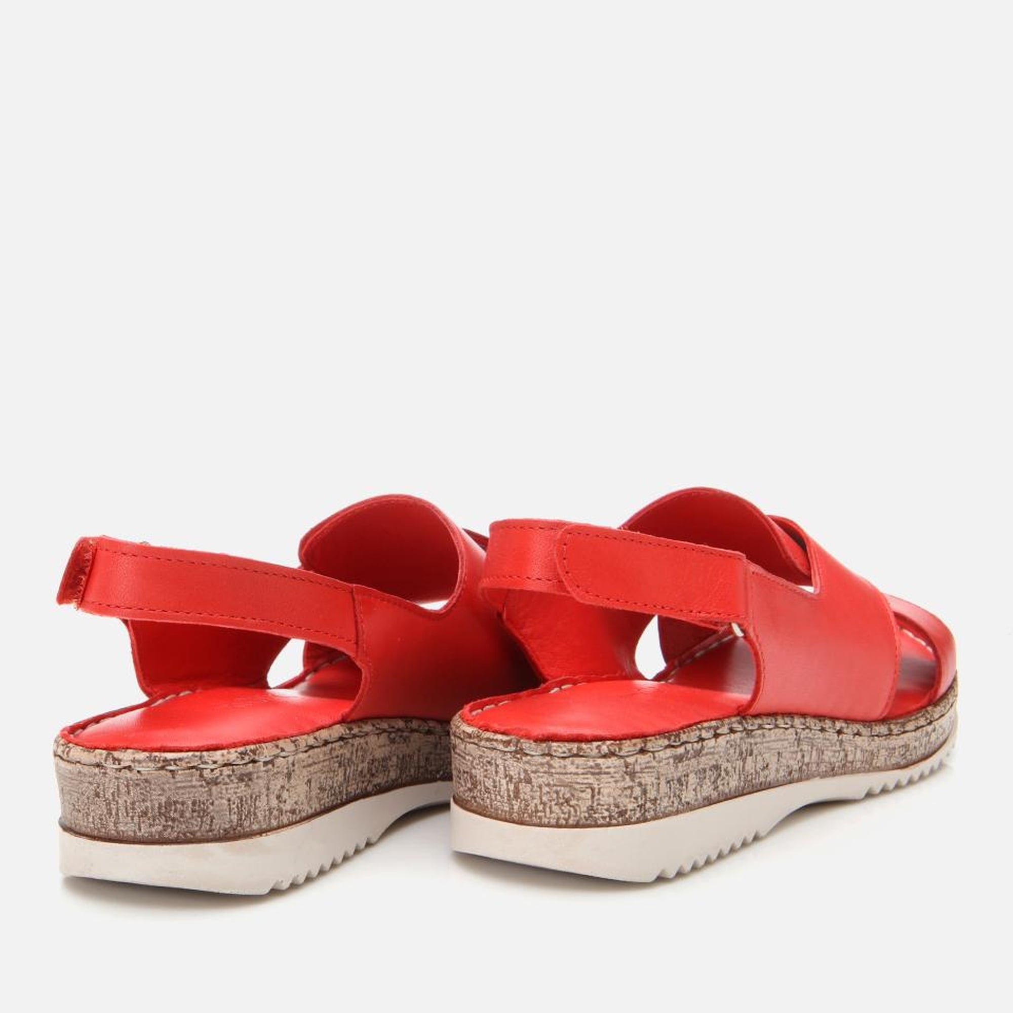 Kadın Deri Kırmızı Ayarlanabilir Comfort Sandalet