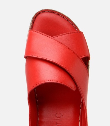  Kadın Deri Kırmızı Ayarlanabilir Comfort Sandalet