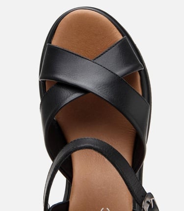  Kadın Deri Siyah Dolgu Topuklu Sandalet