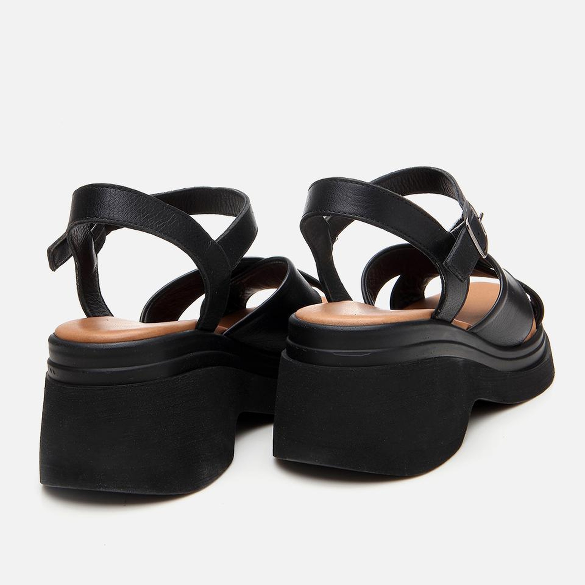 Kadın Deri Siyah Dolgu Topuklu Sandalet