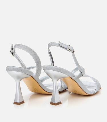  Kadın Lame Simli Abiye Topuklu Sandalet