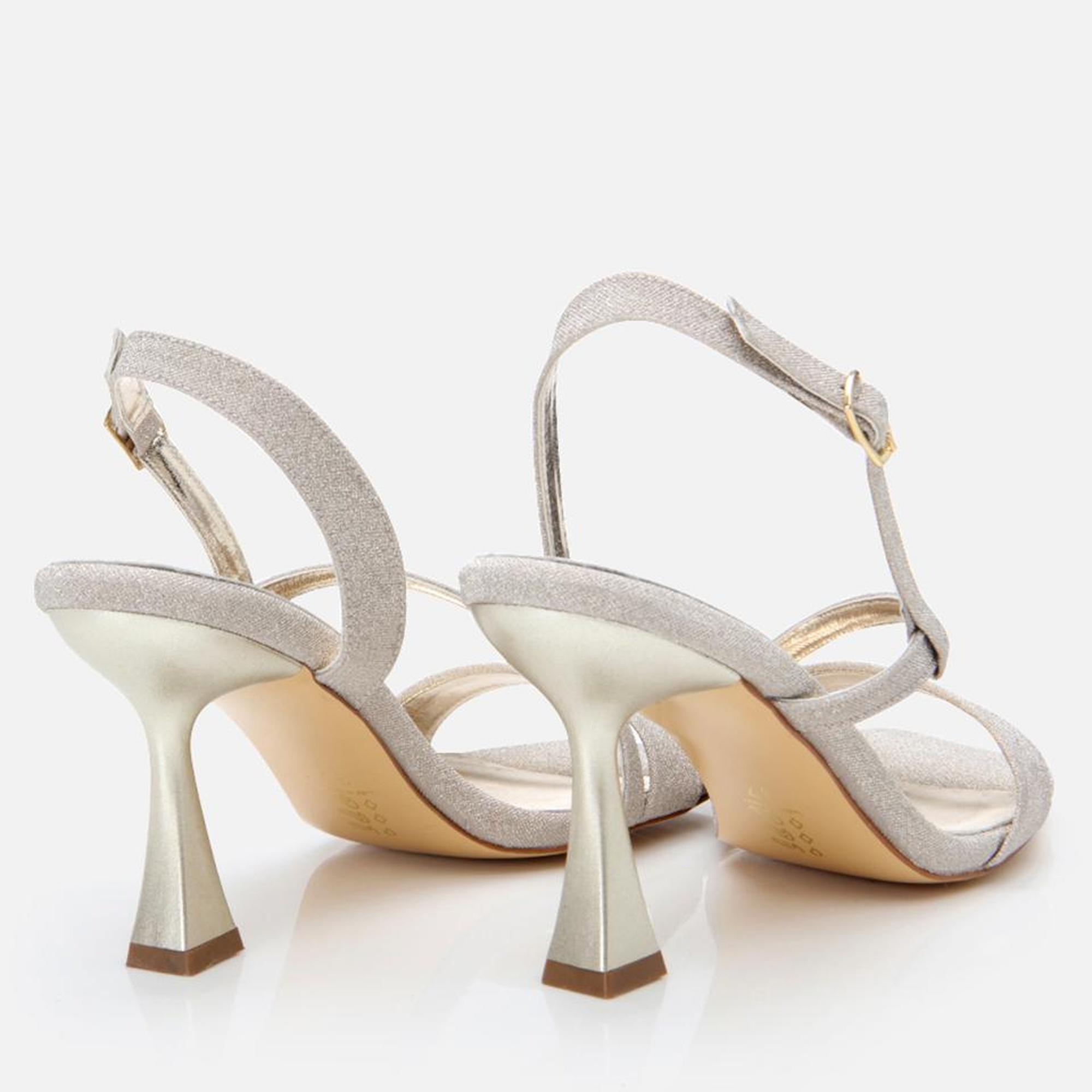 Kadın Gold Simli Abiye Topuklu Sandalet