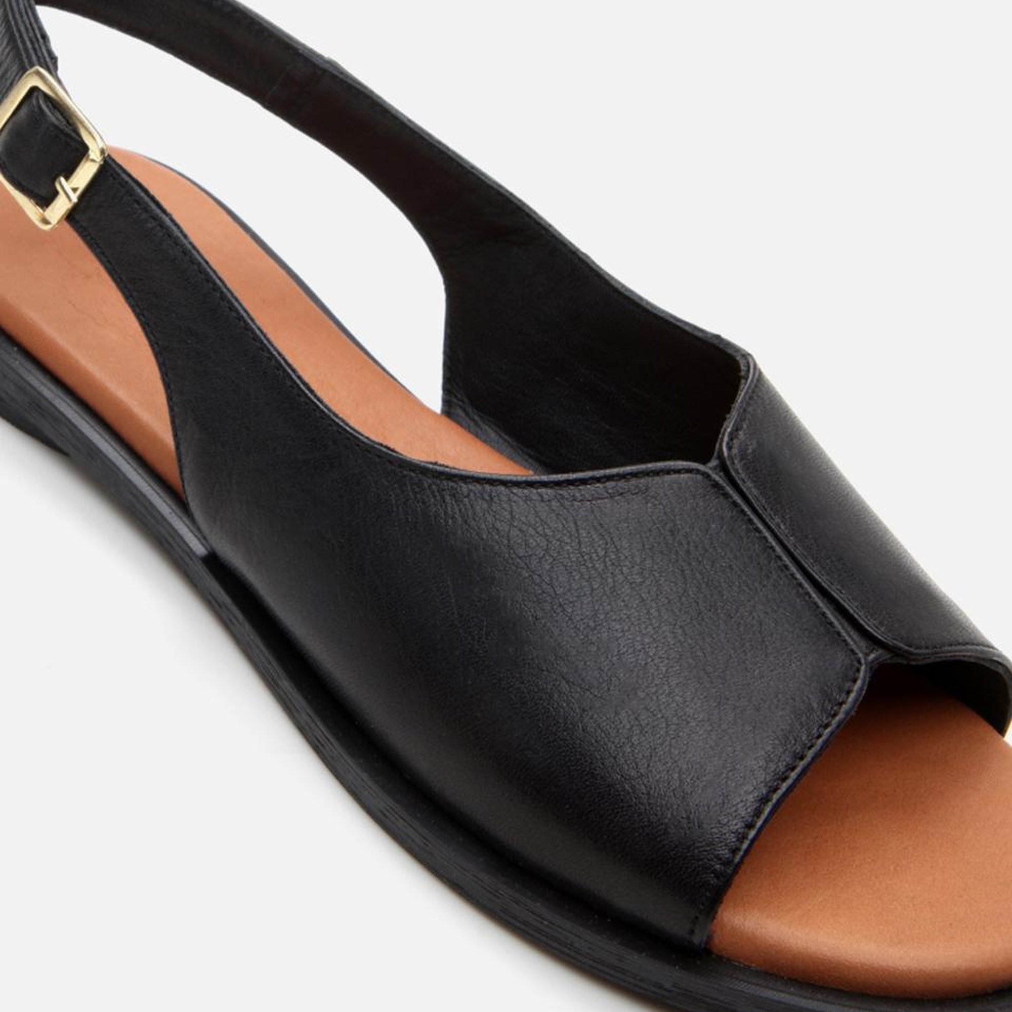 Kadın Deri Siyah Düz Sandalet