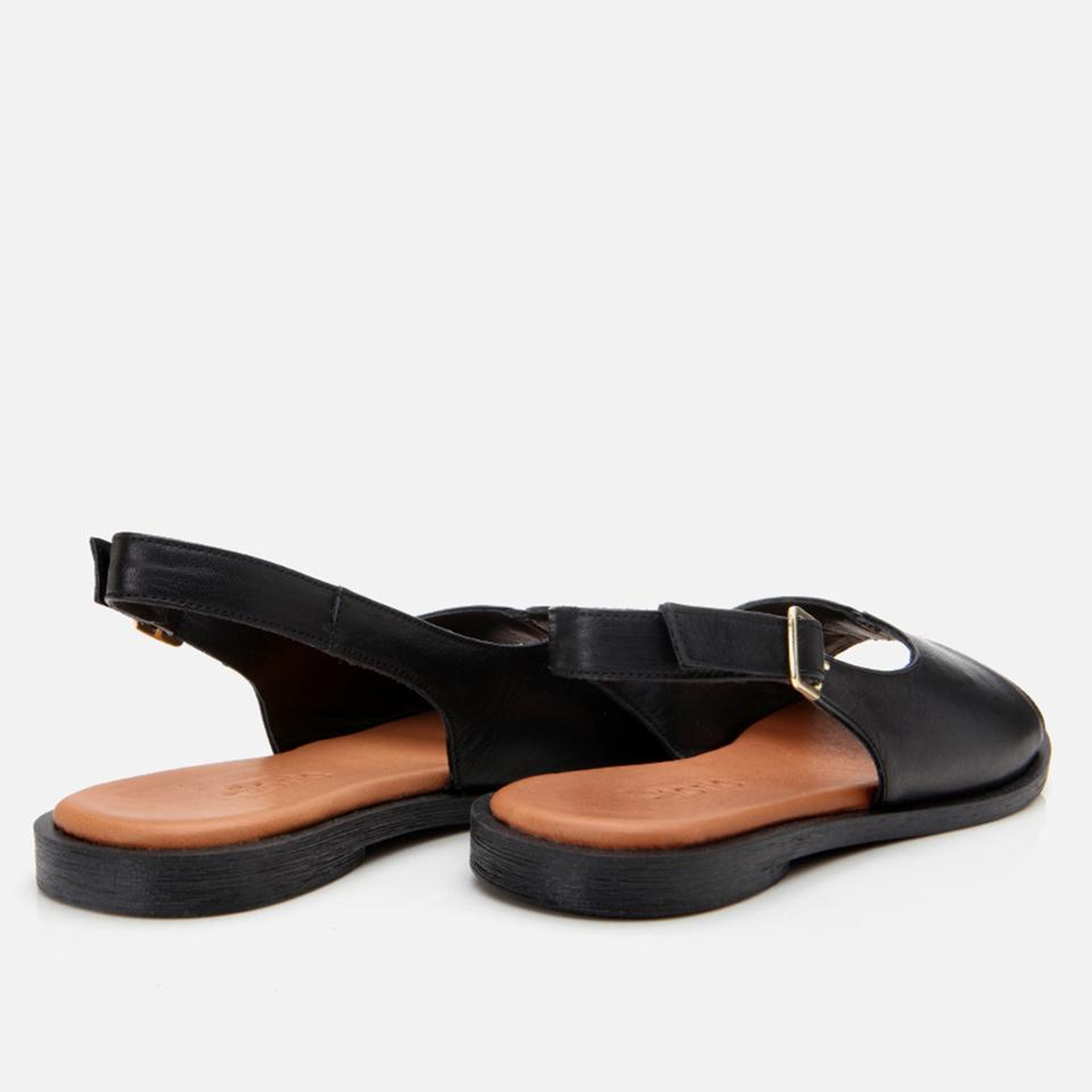 Kadın Deri Siyah Düz Sandalet
