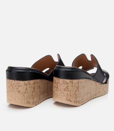  Kadın Deri Siyah Taşlı Topuklu Terlik