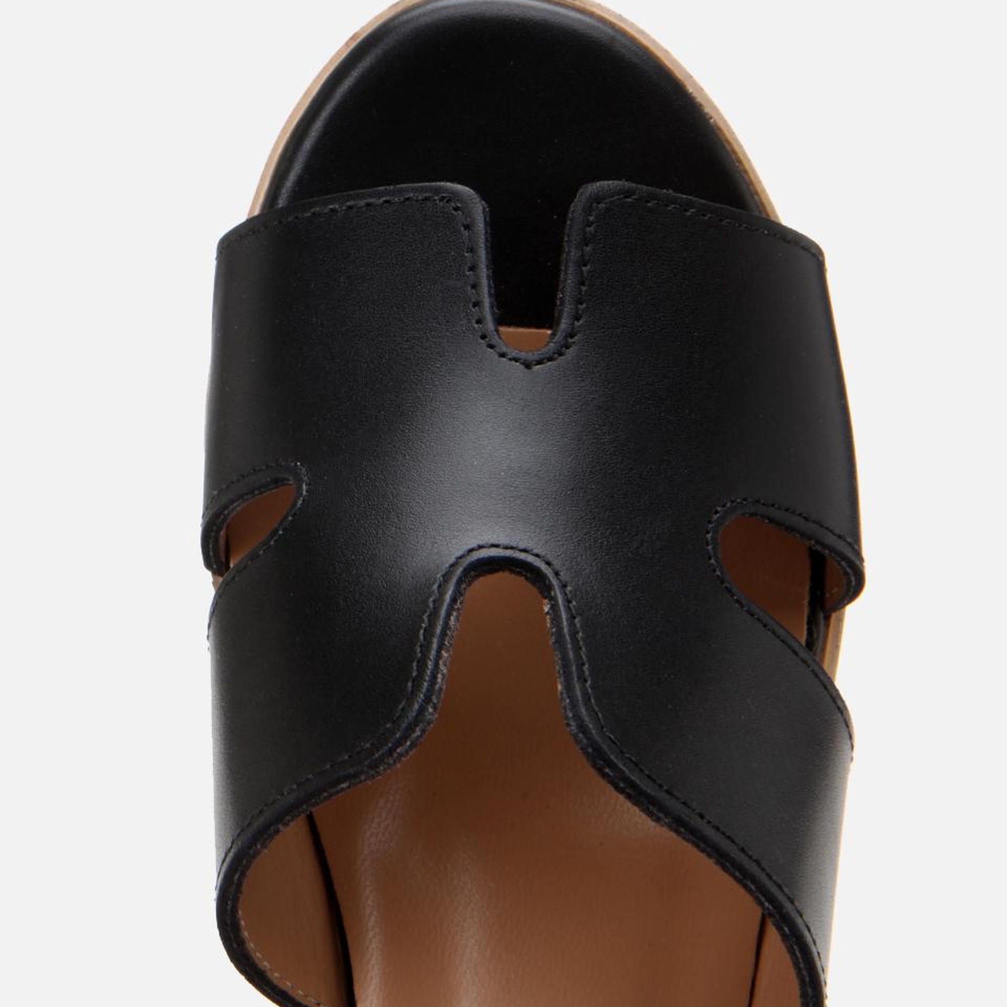 Kadın Deri Siyah Taşlı Topuklu Terlik