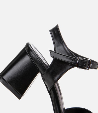  Kadın Siyah Taşlı Abiye Kalın Topuklu Sandalet