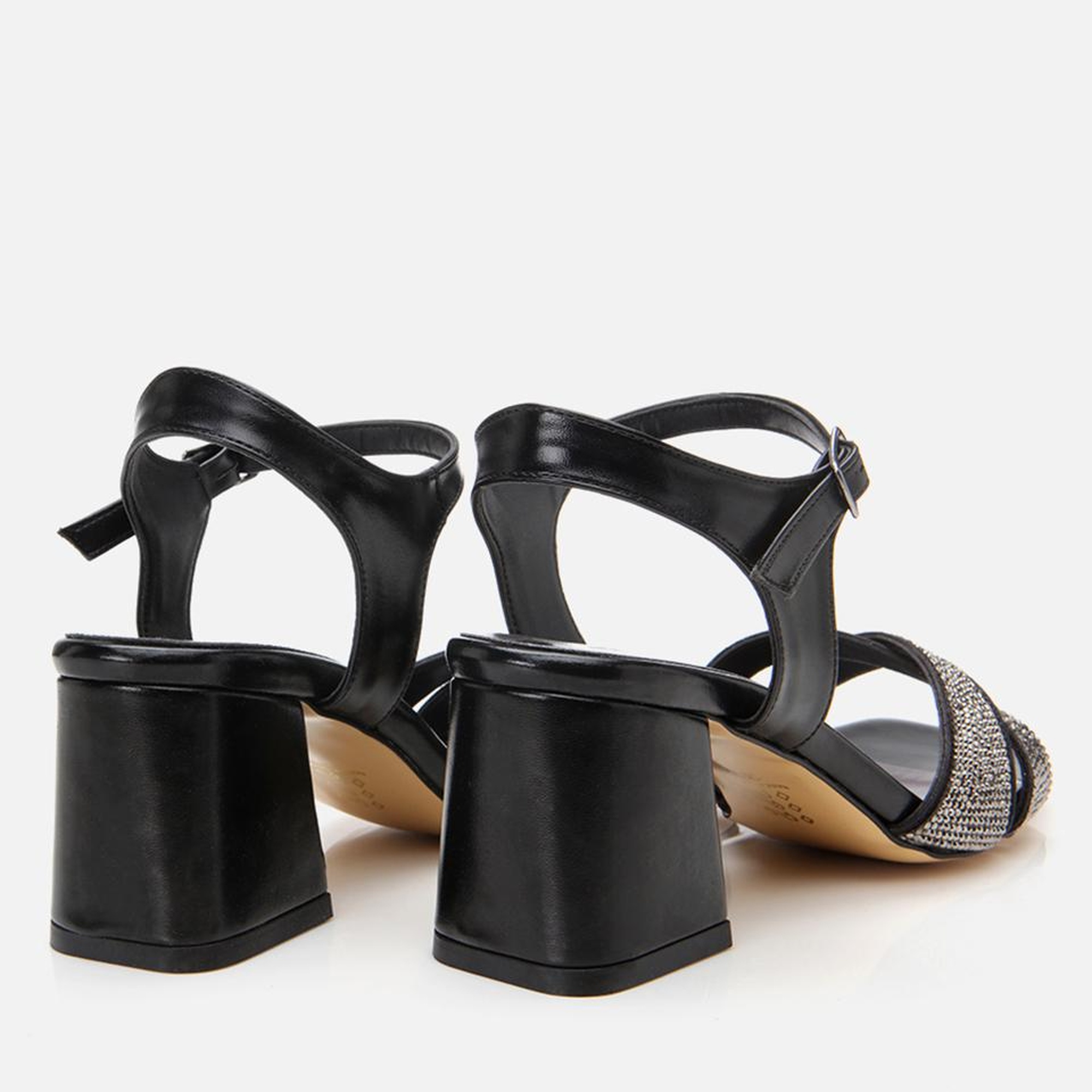 Kadın Siyah Taşlı Abiye Kalın Topuklu Sandalet