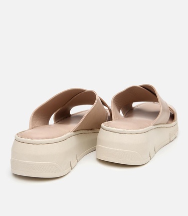  Kadın Deri Bej Comfort Terlik