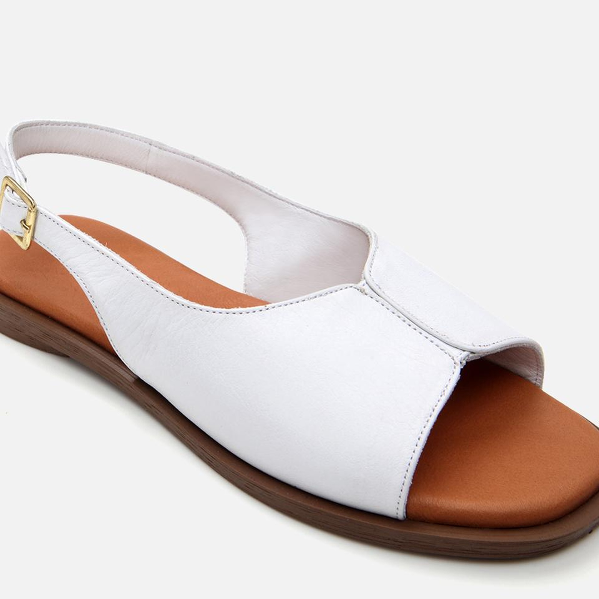 Kadın Deri Beyaz Düz Sandalet