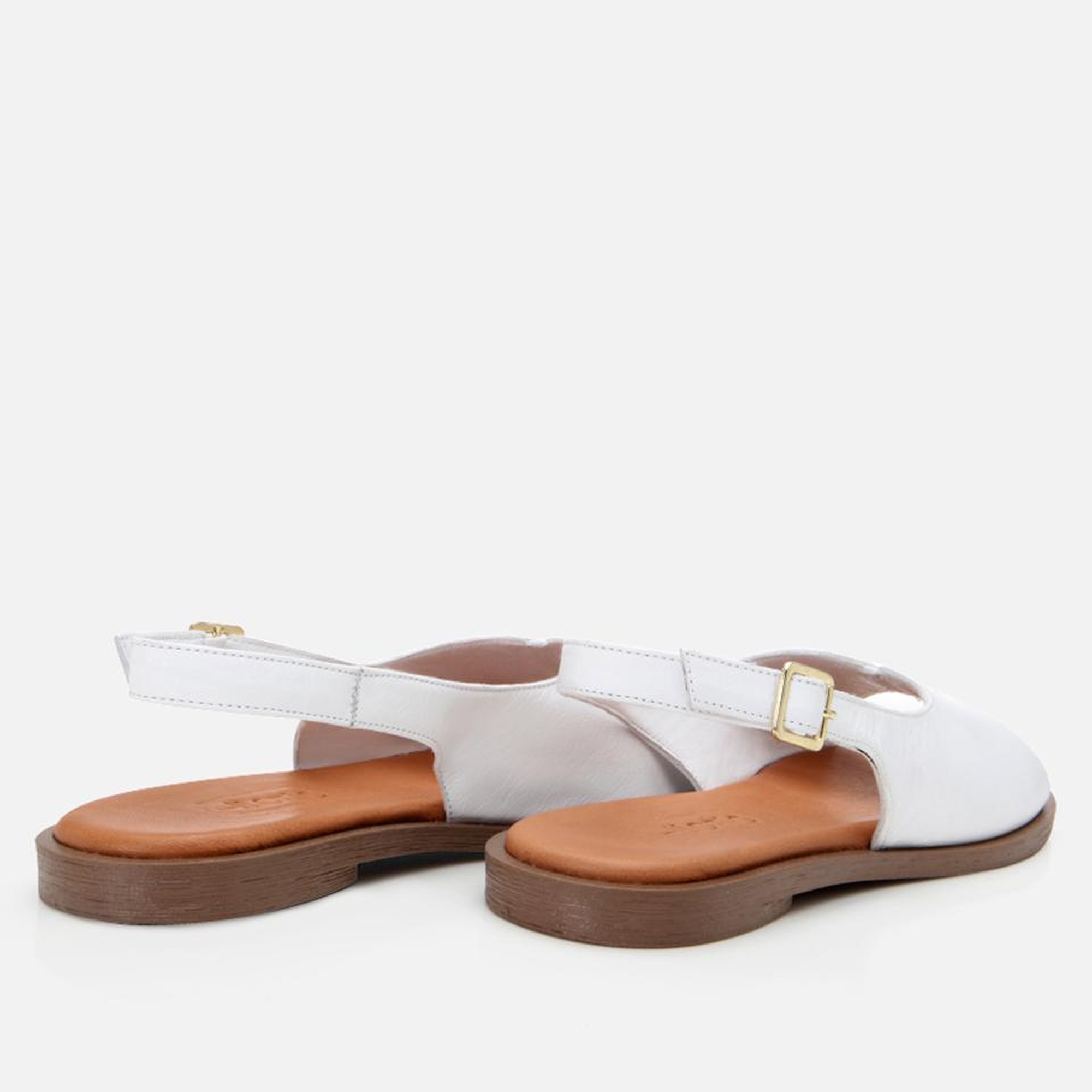Kadın Deri Beyaz Düz Sandalet