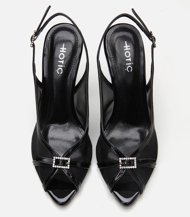  Kadın Siyah Transparan Detaylı Topuklu Sandalet