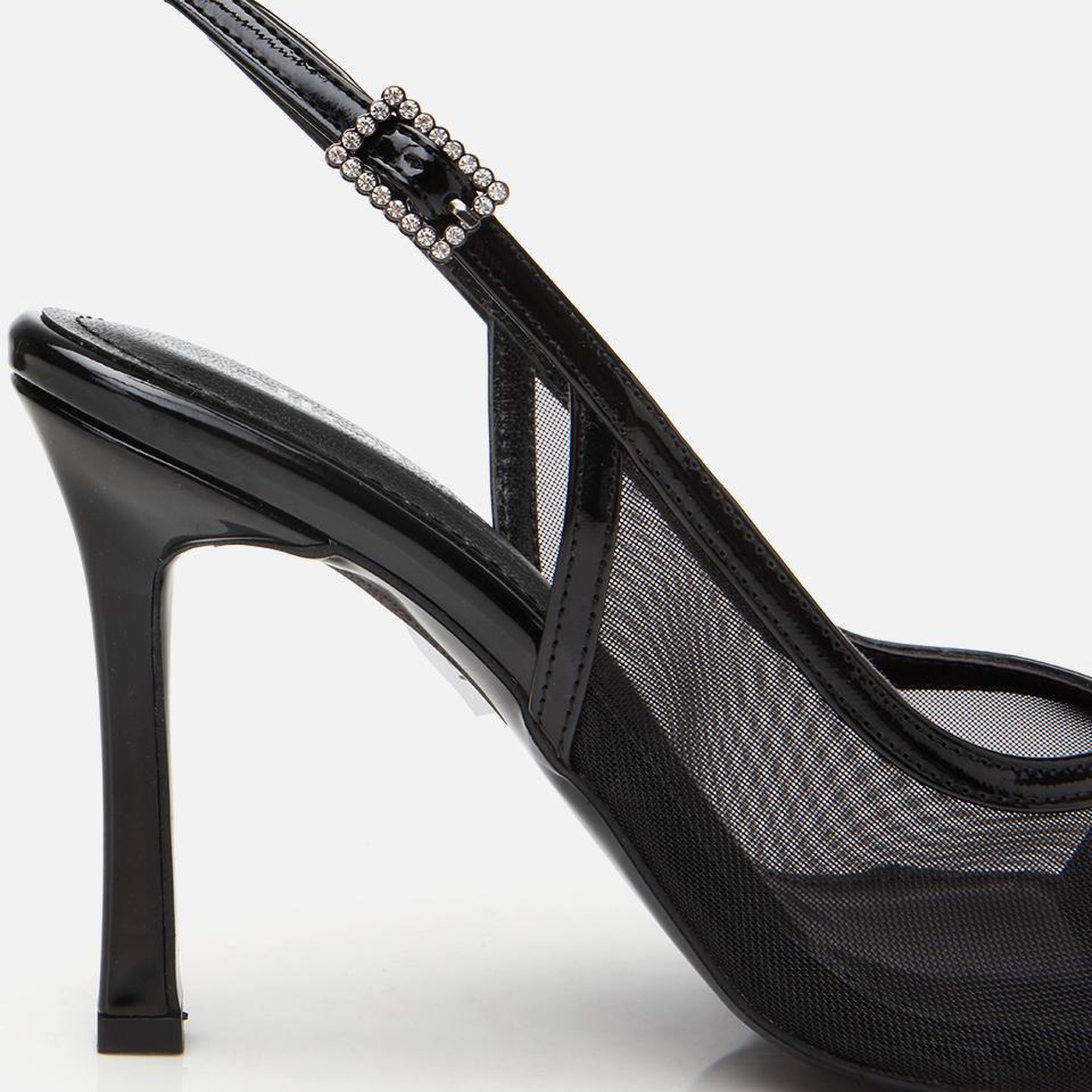 Kadın Siyah Transparan Detaylı Topuklu Sandalet