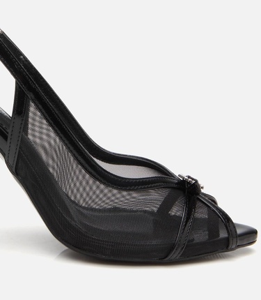  Kadın Siyah Transparan Detaylı Topuklu Sandalet