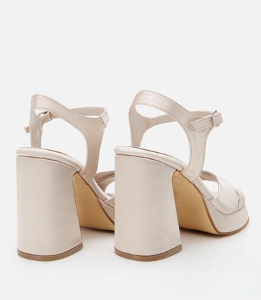  Kadın Bej Abiye Yüksek Topuklu Sandalet