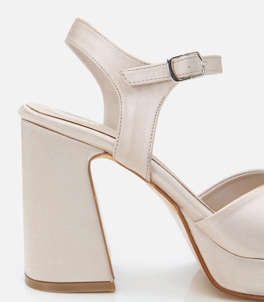  Kadın Bej Abiye Yüksek Topuklu Sandalet