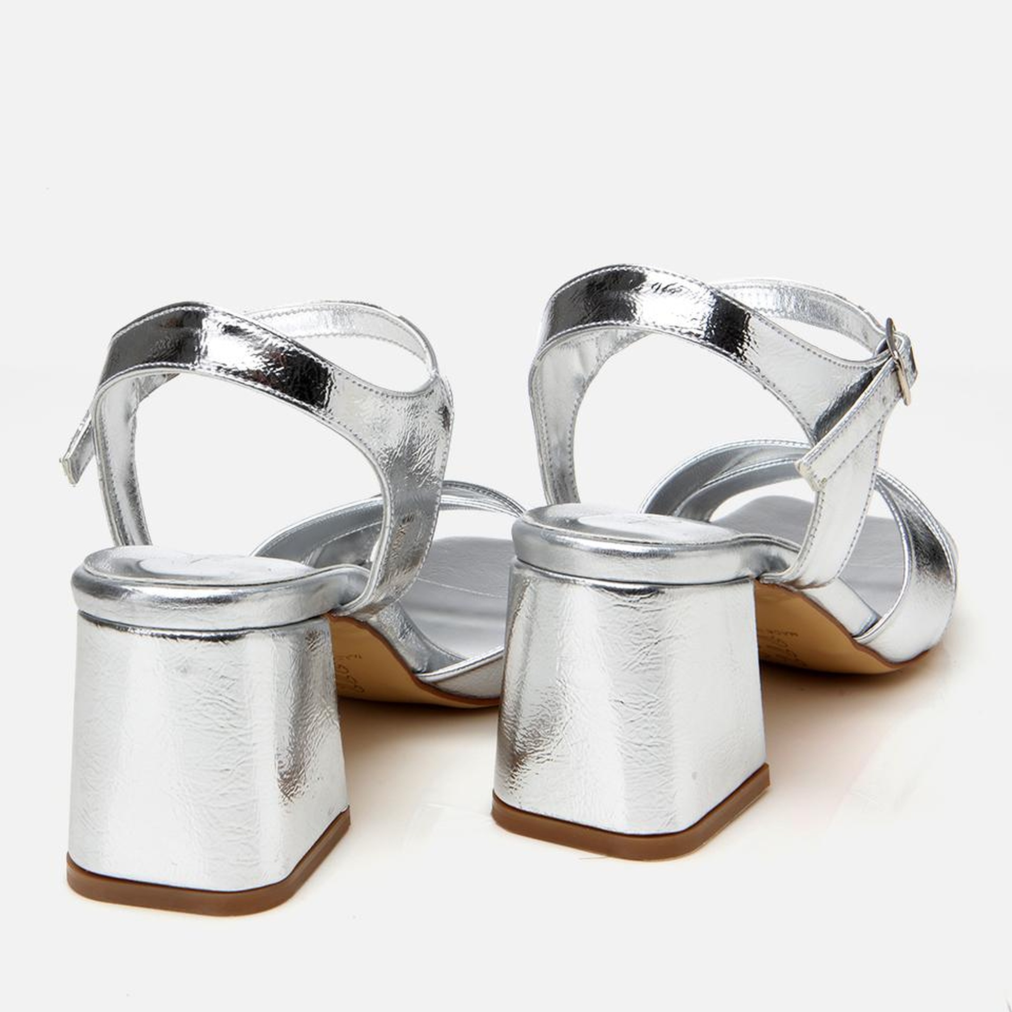 Kadın Lame Abiye Kalın Topuklu Sandalet