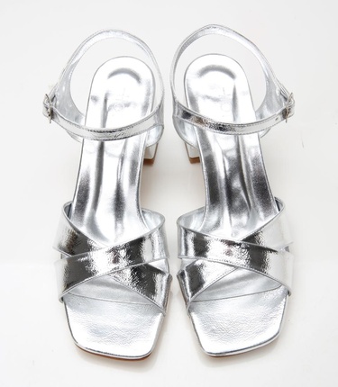  Kadın Lame Abiye Kalın Topuklu Sandalet