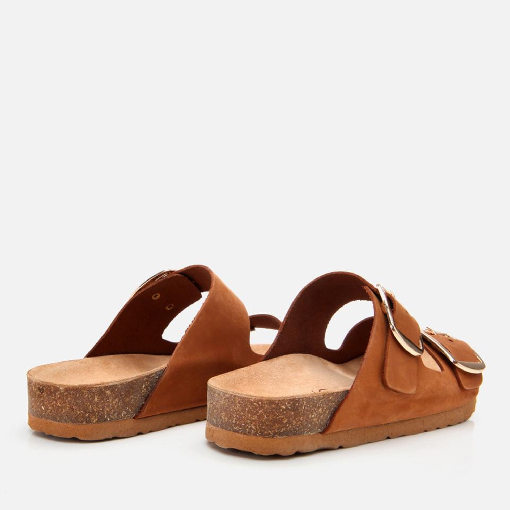 Kadın Nubuk Deri Taba Kemerli Düz Terlik