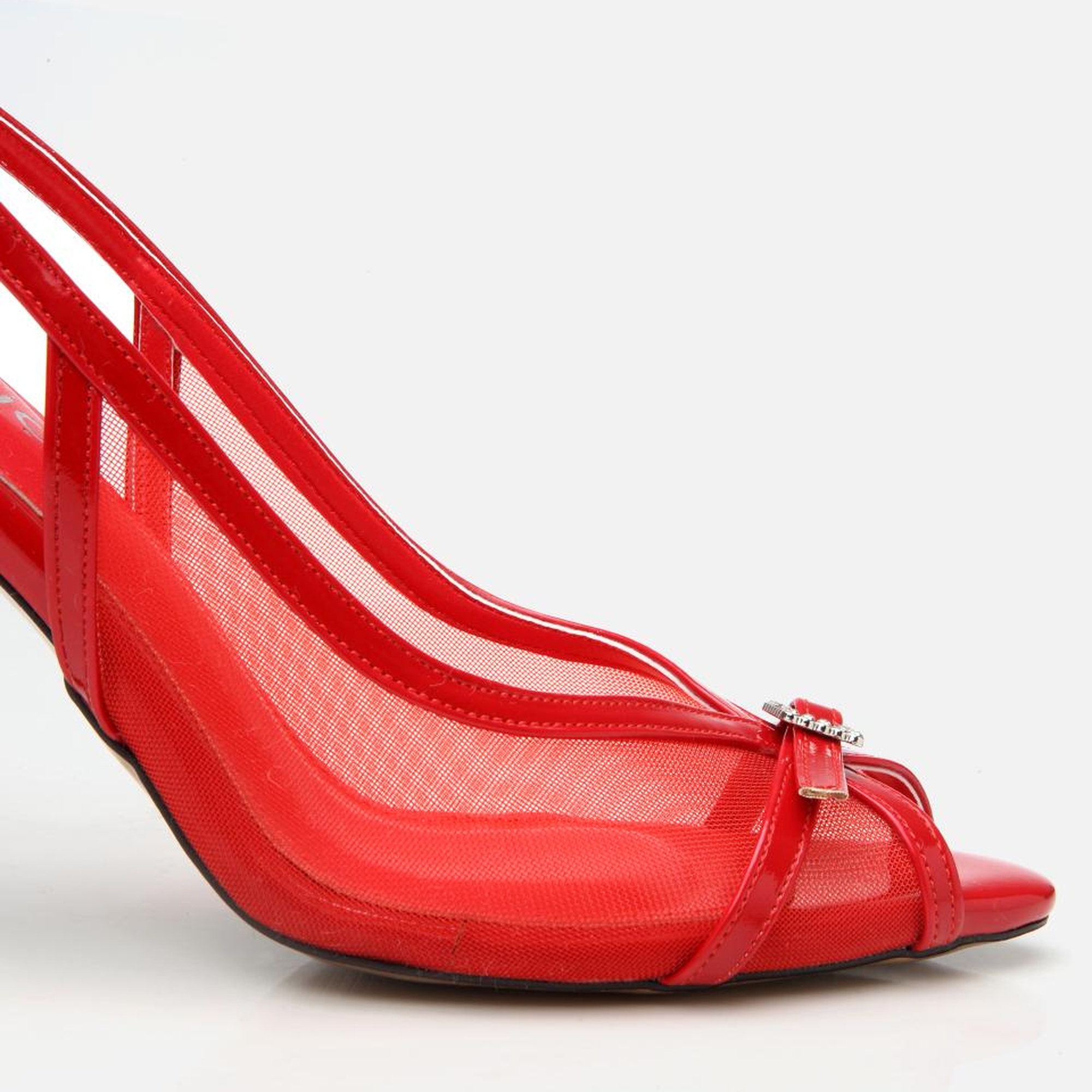Kadın Kırmızı Transparan Detaylı Topuklu Sandalet