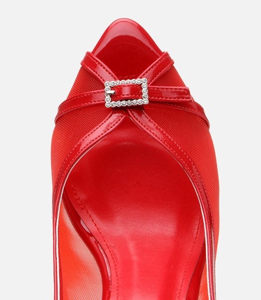  Kadın Kırmızı Transparan Detaylı Topuklu Sandalet