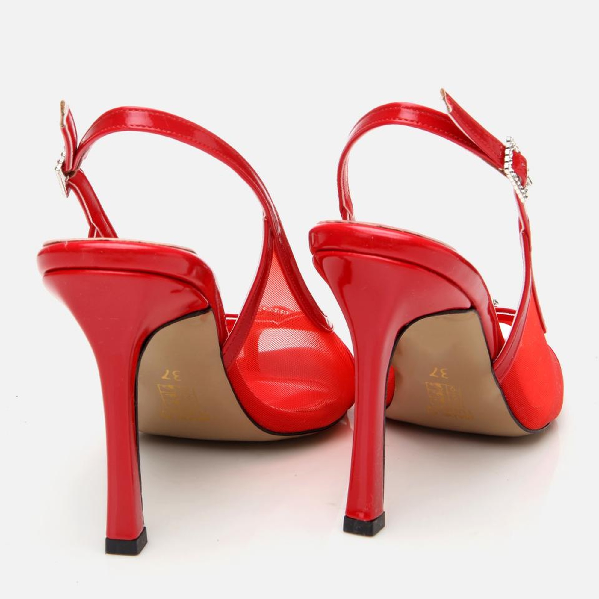 Kadın Kırmızı Transparan Detaylı Topuklu Sandalet