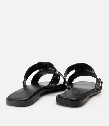  Kadın Siyah Yaya Taşlı Terlik