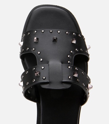  Kadın Siyah Yaya Taşlı Terlik