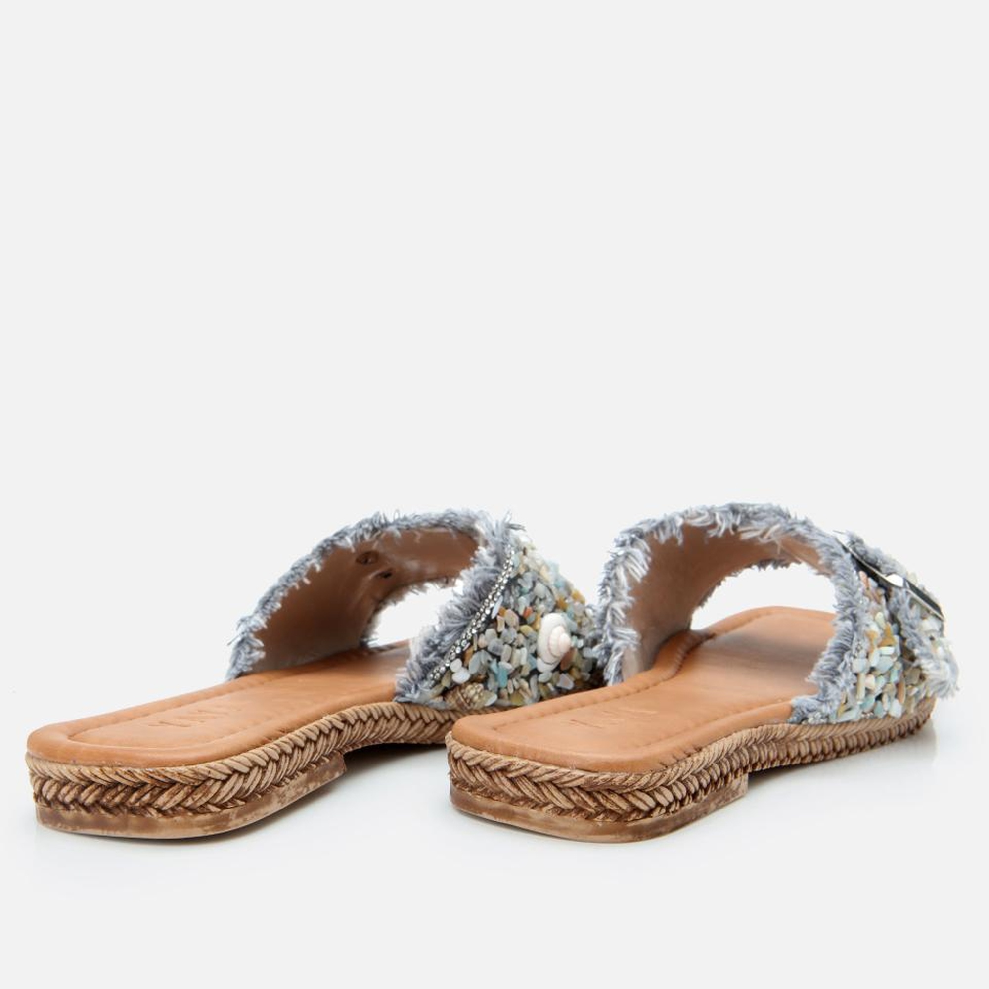 Kadın Gri Yaya Taşlı Terlik