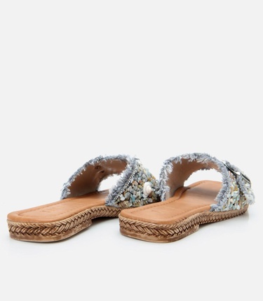  Kadın Gri Yaya Taşlı Terlik