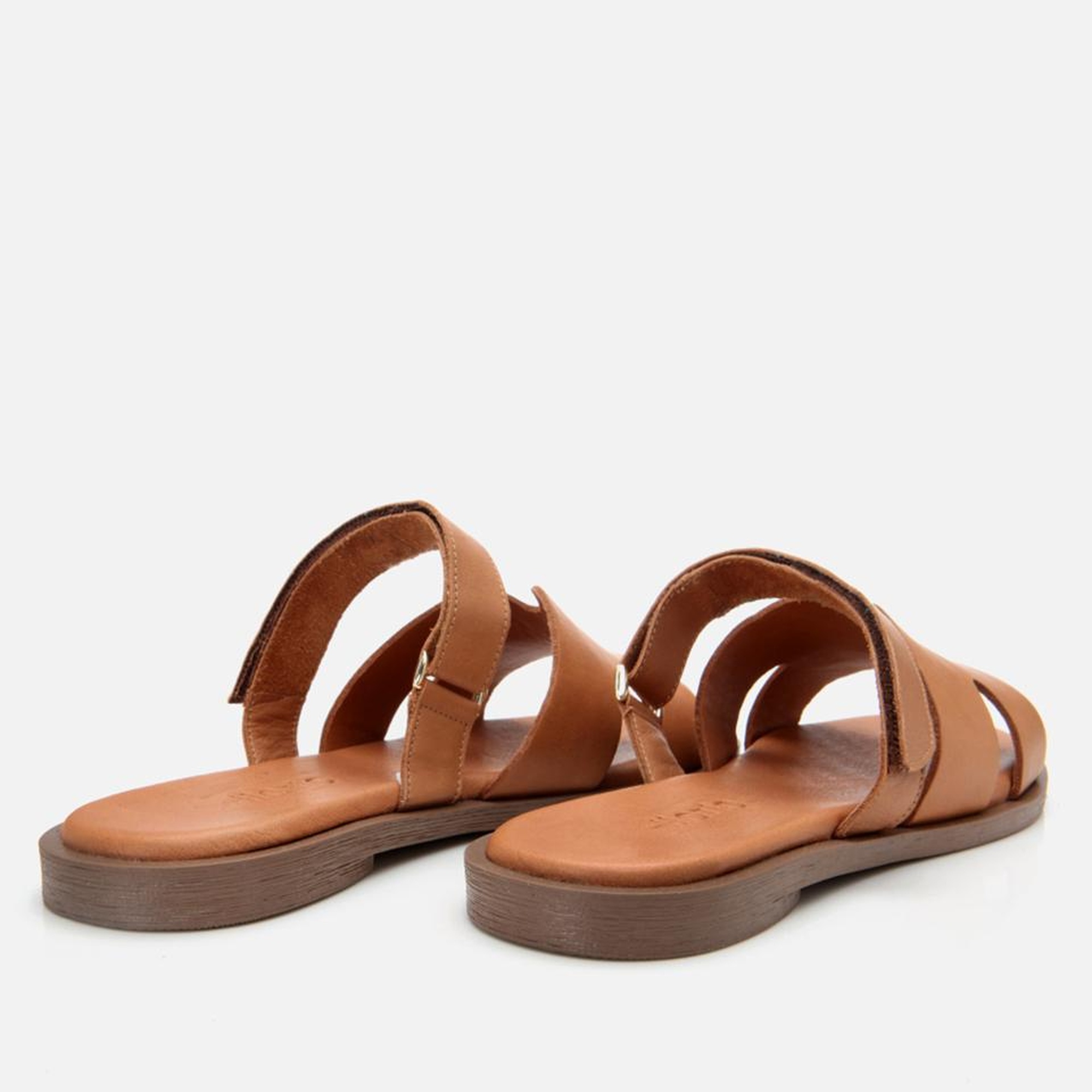 Kadın Deri Taba Ayarlanabilir Düz Terlik