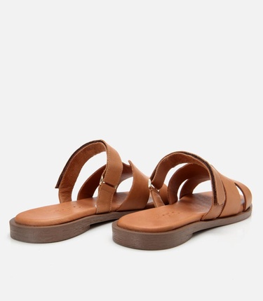  Kadın Deri Taba Ayarlanabilir Düz Terlik